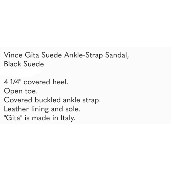 VINCE “GITA” Black Suede Ankle Strap Heeled Sandal Size 8 - Picture 9 of 9